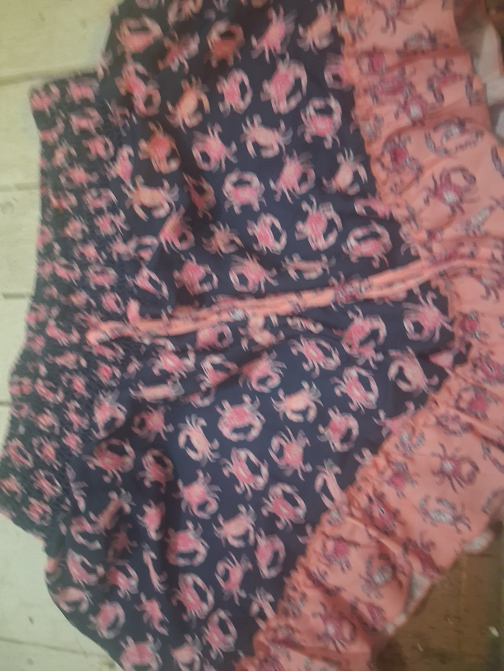 Simply Southern Navy Short with Pink Crab Print and Ruffle